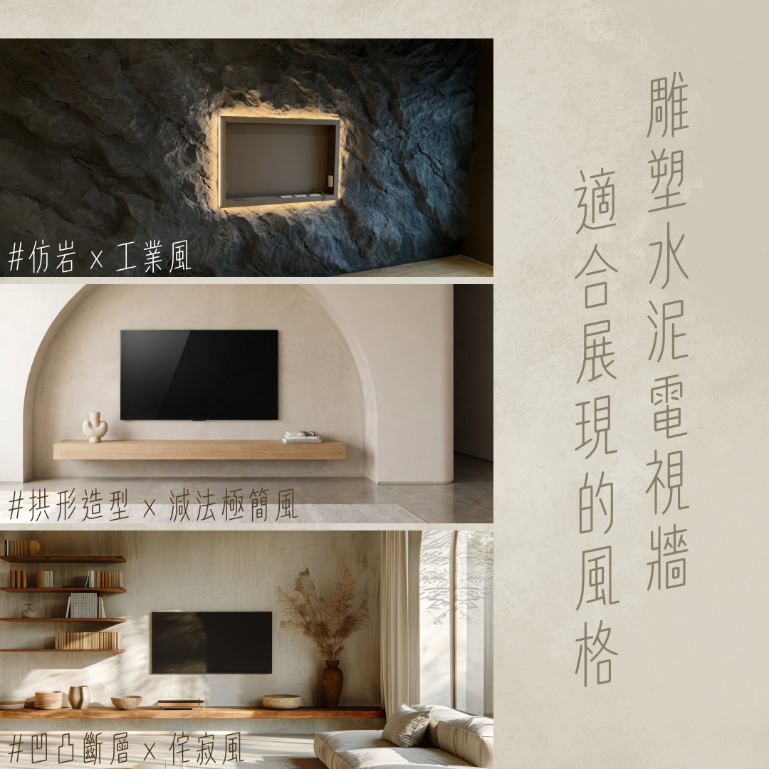 雕塑水泥電視牆